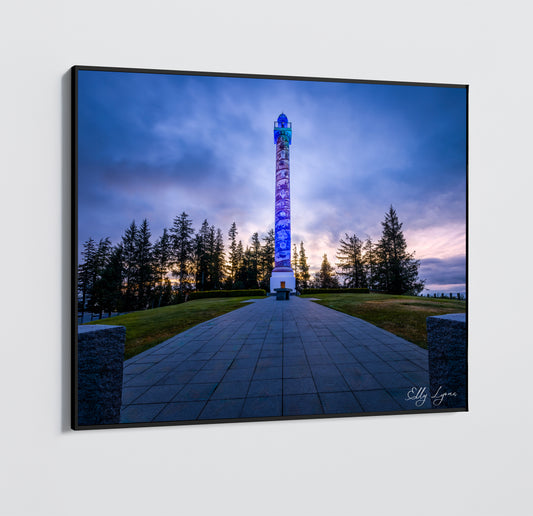 Astoria Column Sunrise Photo | Vibrant Long Exposure | Oregon Landmark | Colorful Light Display Print | Astoria Oregon Wall Decor