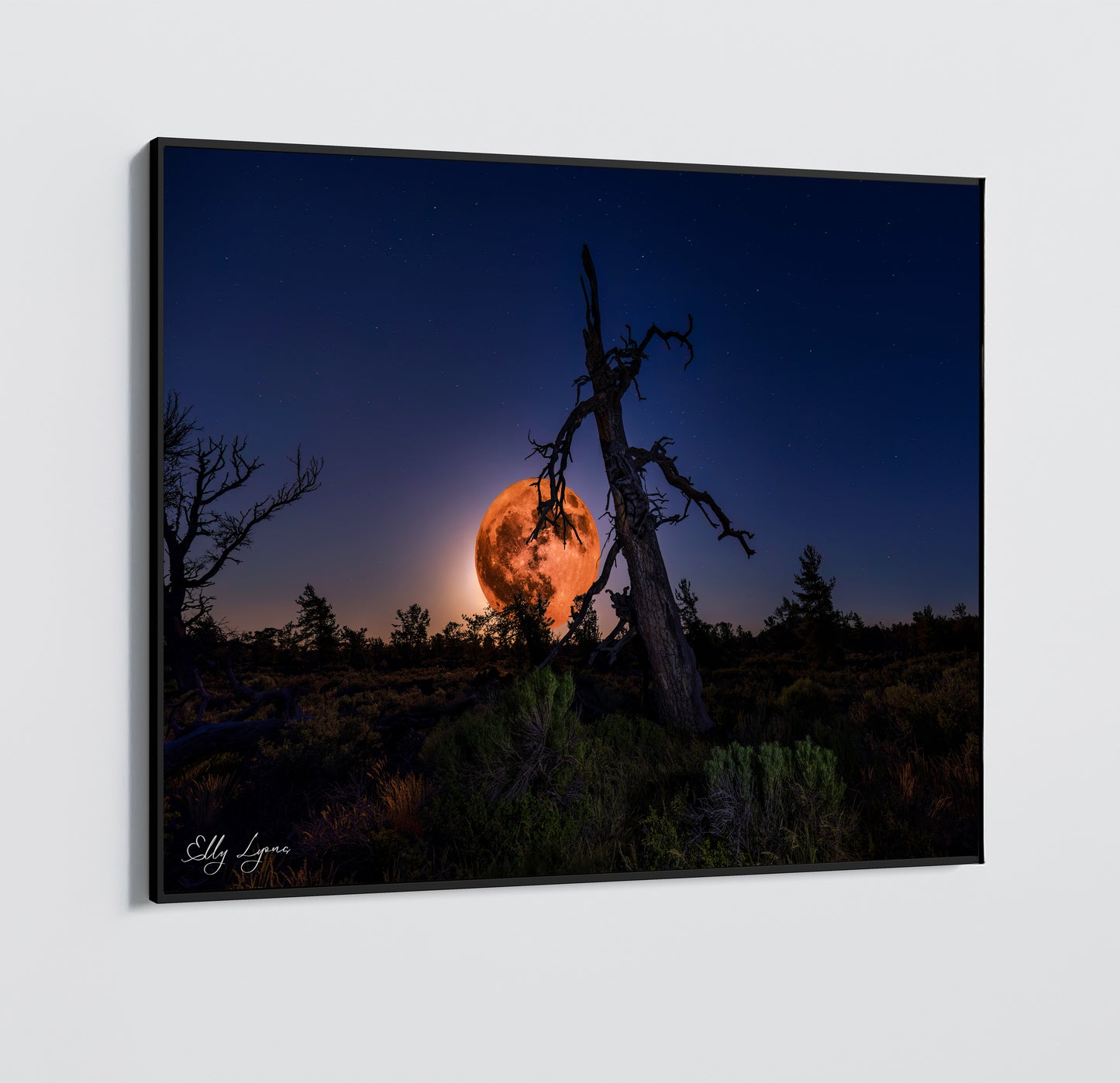 Full Moon Print | Strawberry Moon | Craters of The Moon National Monument | Desert Photography Wall Decor | Print | Canvas | Metal | Acrylic