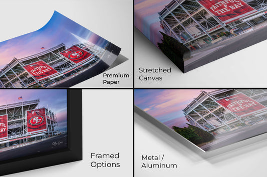 Close-up detail of Levi’s Stadium print available on premium photo paper, canvas, metal, and acrylic with optional framing.