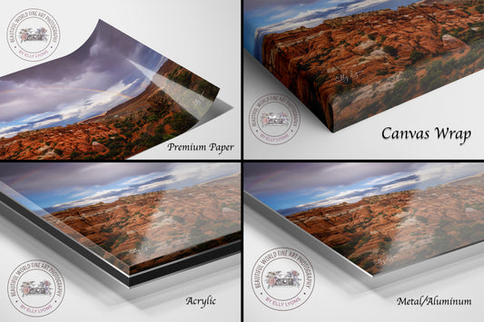 Arches National Park | Fiery Furnace Trailhead | Stormy Skies | Rainbow Print | Paper | Canvas | Metal | Acrylic