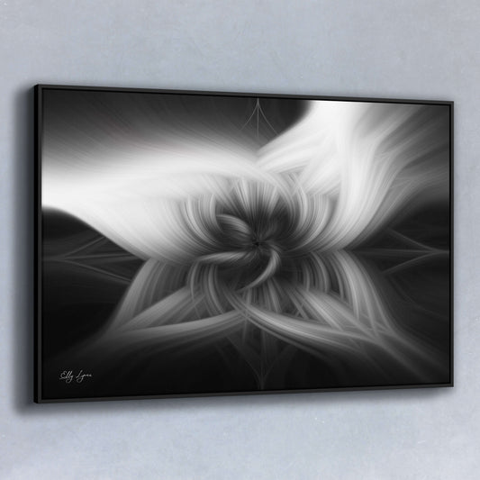 Black and white abstract fine art photography print with swirling floral shapes – Beautiful World Fine Art Photography