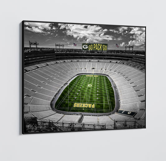 Lambeau Field | Green Bay | Packers | Wisconsin | Black & White Print | Paper | Canvas | Metal | Acrylic