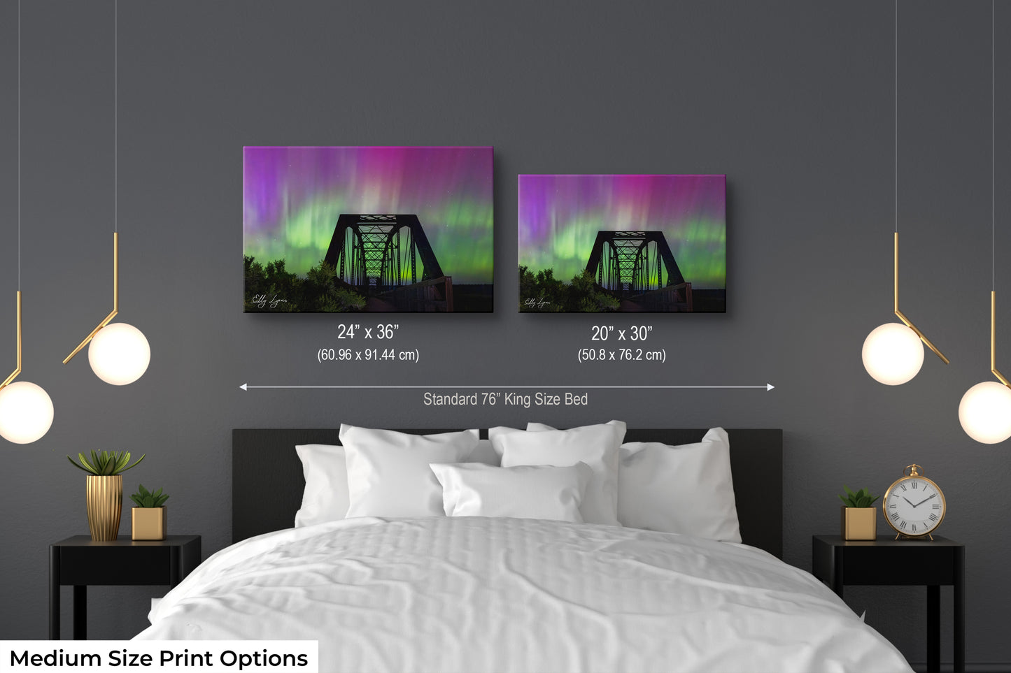 Great American Aurora | Northern Lights | Mountains | Desert | Railroad Bridge | Print | Canvas | Metal | Acrylic