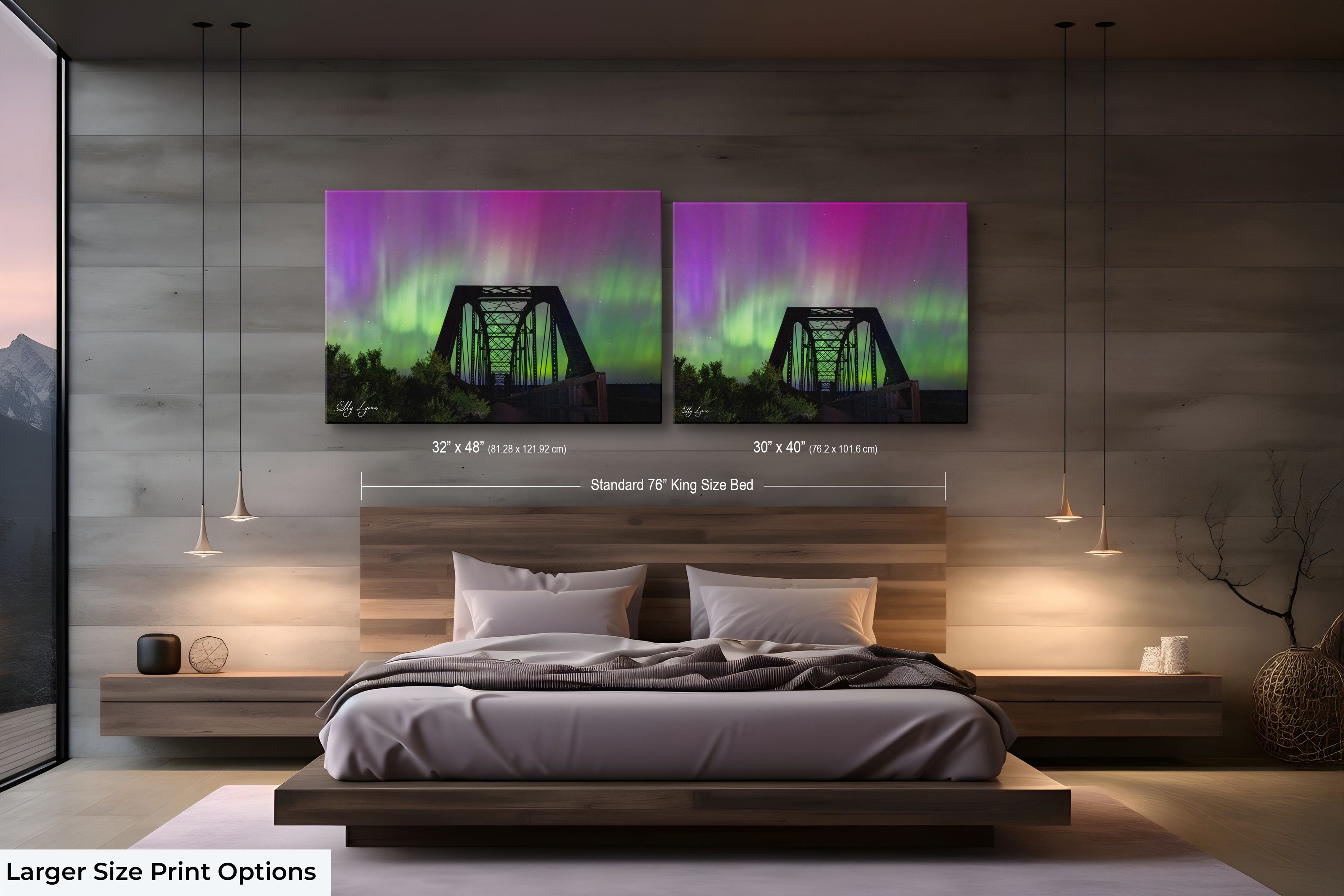 Great American Aurora | Northern Lights | Mountains | Desert | Railroad Bridge | Print | Canvas | Metal | Acrylic