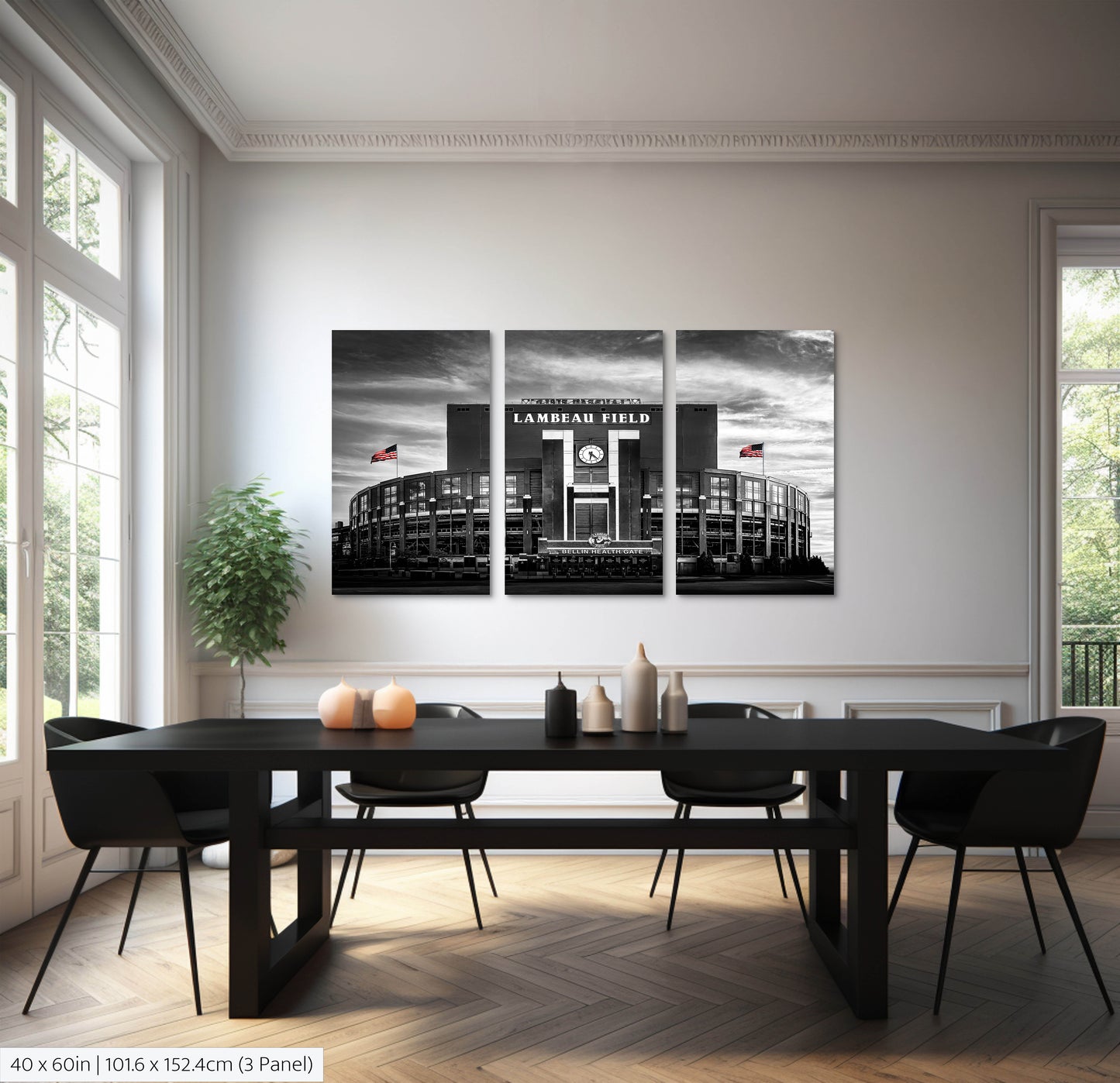 Lambeau Field Wall Art | Green Bay Wisconsin | Home of the Packers | Black & White Print | Canvas | Metal | Acrylic