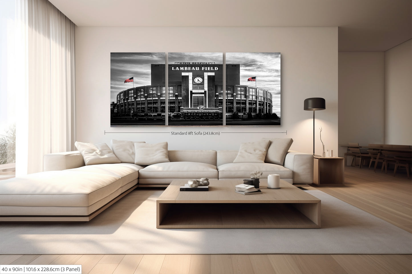 Lambeau Field Wall Art | Green Bay Wisconsin | Home of the Packers | Black & White Print | Canvas | Metal | Acrylic