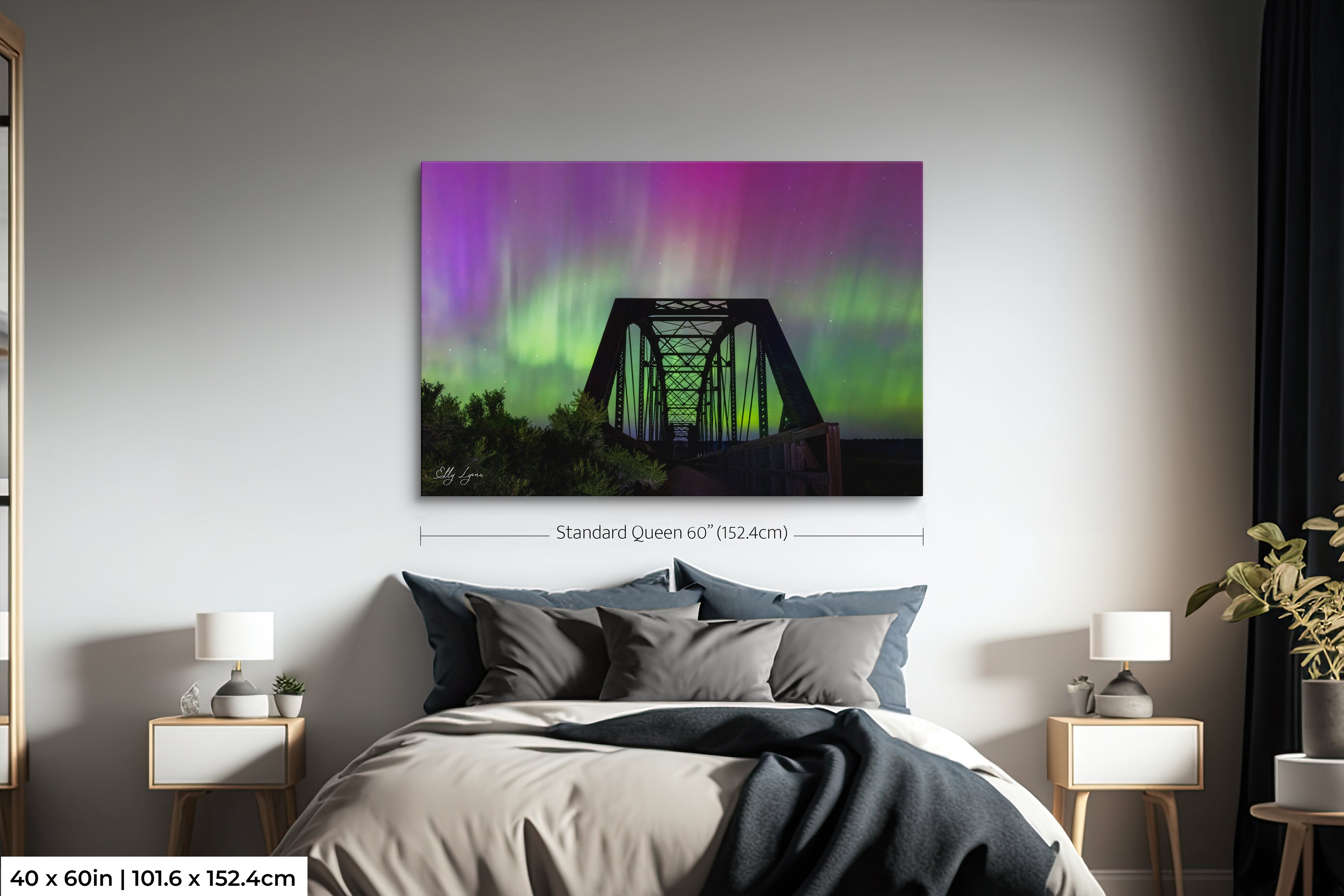 Great American Aurora | Northern Lights | Mountains | Desert | Railroad Bridge | Print | Canvas | Metal | Acrylic