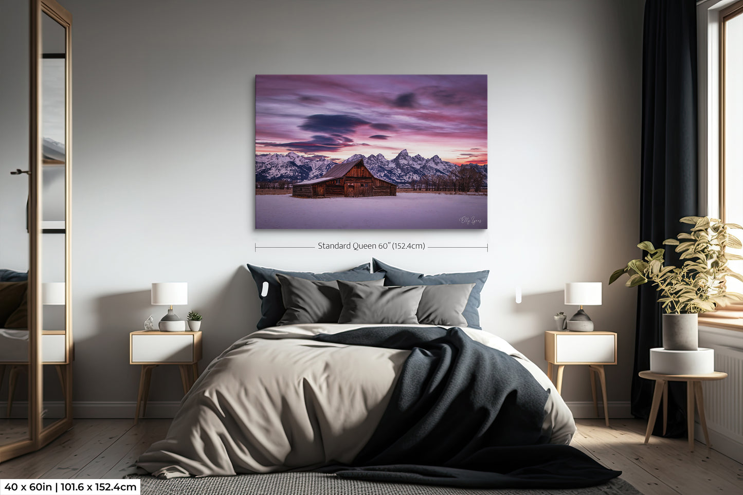 Grand Teton Mountains Canvas Print | T.A. Moulton Barn | Large Wall Art Landscape | Sunrise National Park Print