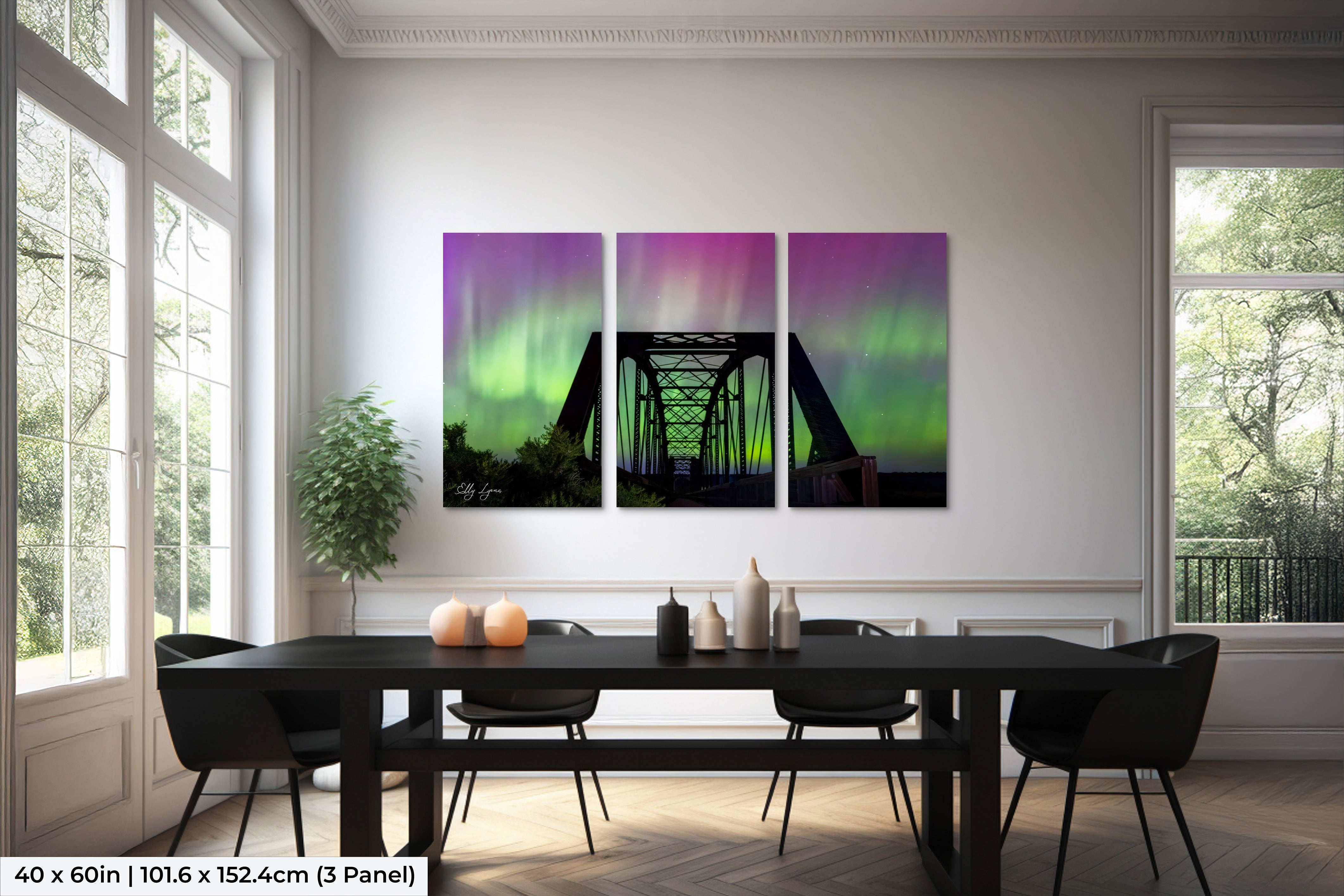 Great American Aurora | Northern Lights | Mountains | Desert | Railroad Bridge | Print | Canvas | Metal | Acrylic