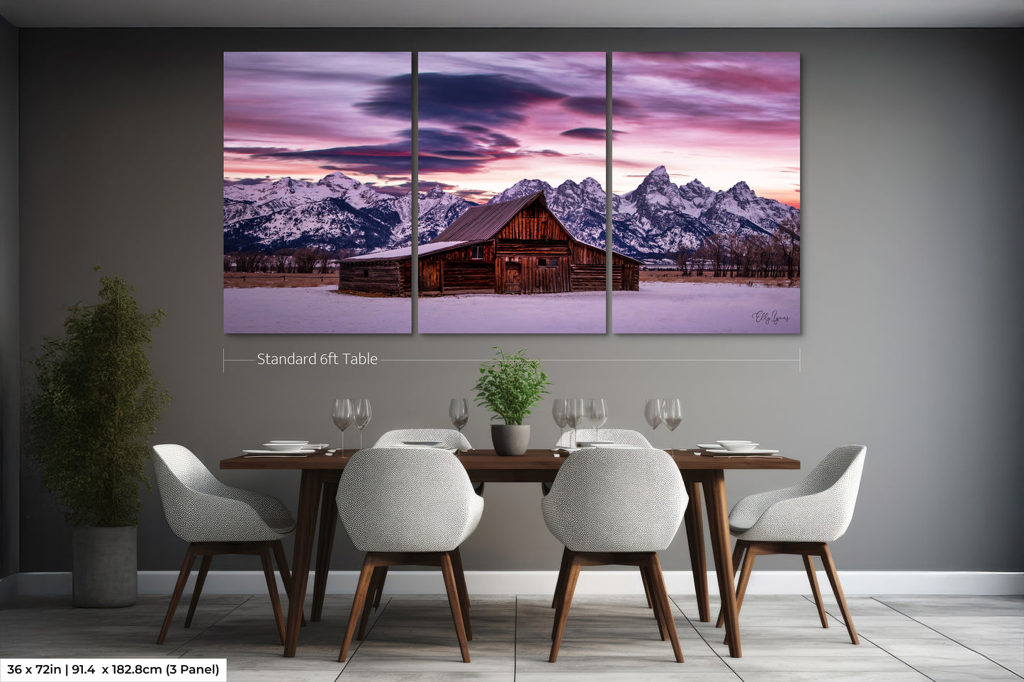 Grand Teton Mountains Canvas Print | T.A. Moulton Barn | Large Wall Art Landscape | Sunrise National Park Print