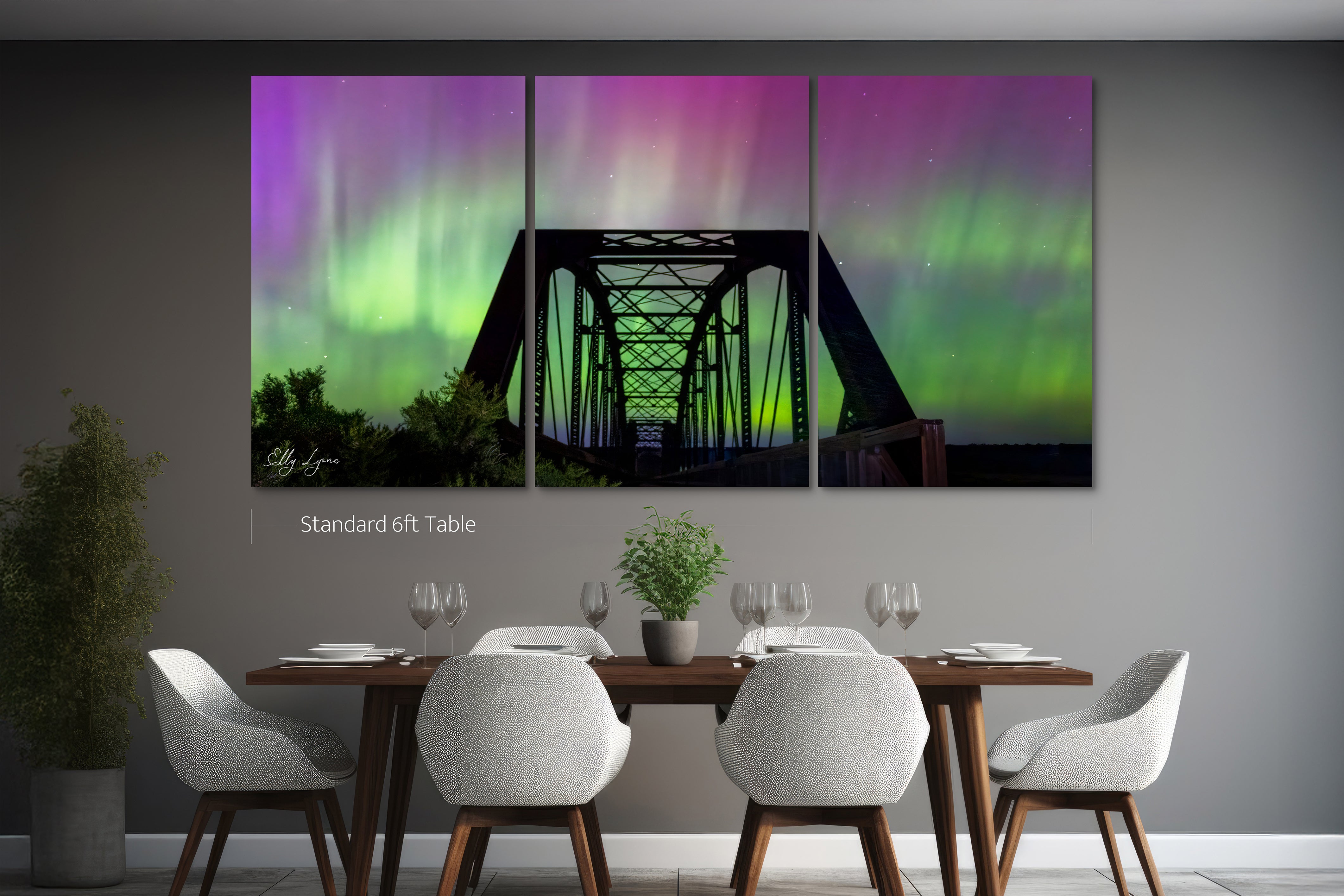 Great American Aurora | Northern Lights | Mountains | Desert | Railroad Bridge | Print | Canvas | Metal | Acrylic