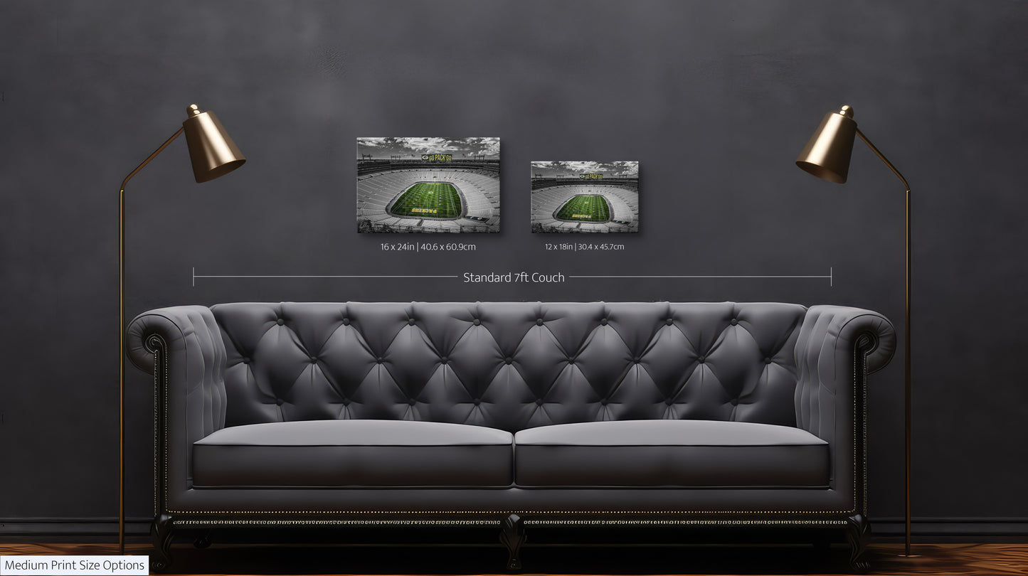 Lambeau Field | Green Bay | Packers | Wisconsin | Black & White Print | Paper | Canvas | Metal | Acrylic